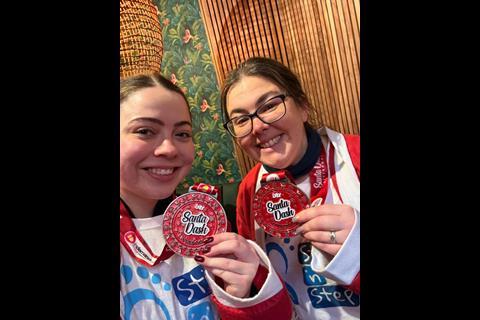 Bond Turner senior associate Carla Duprey and trainee solicitor Anna Phillips ran the Liverpool Santa dash